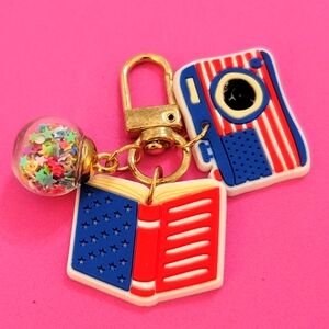 636 Flag Camera Book Confetti Ball Zipper Pull 🇺🇸📷📖🎉